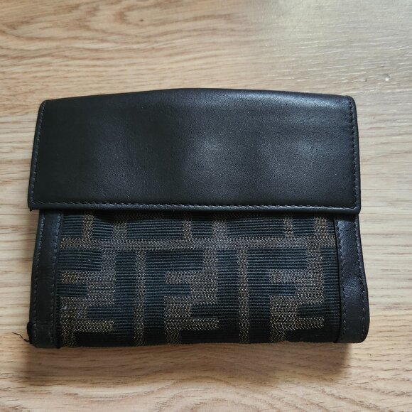 FENDI canvas zucca leather-trimmed wallet - Picture 1 of 10